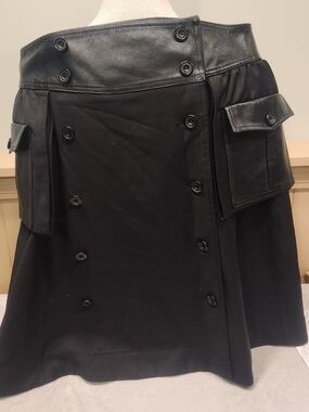 Goth Grunge Utility Kilt Skirt Mixed Media Faux – Cargo Pockets Unique